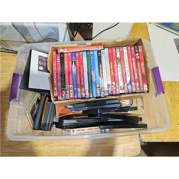 Bin of DVDs