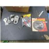 Image 1 : saw blades, booster cable clamps, hoist hardware