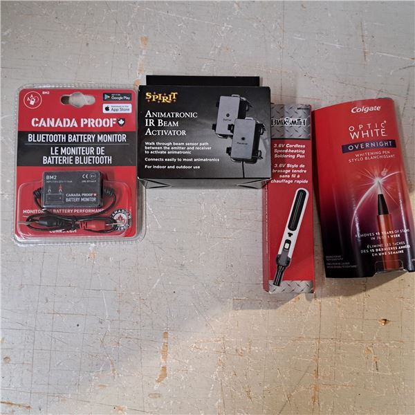 Battery monitor, whitening pen and soldering pen