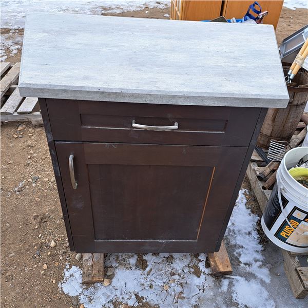 brown cabinet with counter top 25"L-42"W-36"H