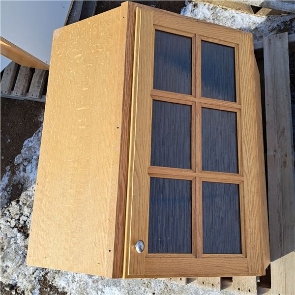 brown cabinet conner piece glass window, 24"L- 24"W- 18" H