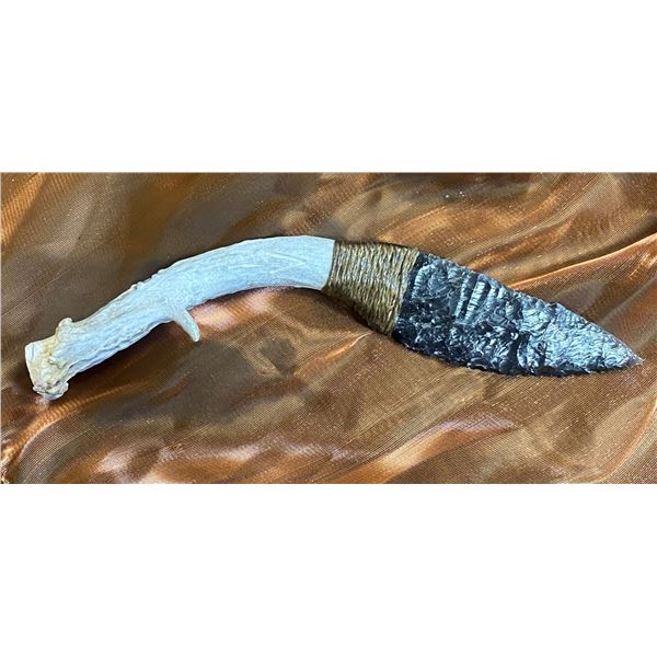 RUSSELL & MARY EDITH STACY: Hand Forged Hunting Knife with Deer Horn Handle