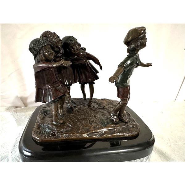 RUSSELL & MARY EDITH STACY: "Hide & Seek" - Beautiful S/N Hand Painted Bronze by Demetre Chiparus