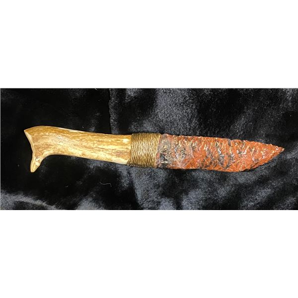 RUSSELL & MARY EDITH STACY: Hand-Forged Hunting Knife with Deer Horn Handle