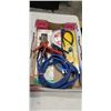 Image 1 : BOX OF JUMPER CABLES, STETOSCOPE, HOUSE WIRE AND MORE