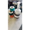 Image 2 : LOT OF TAPE, ROPE, SHRINK ROLL AND BAG OF ASSORTED ELECTRONICS