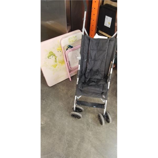 STROLLER, TABLE AND CHAIR