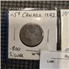 Image 2 : 1942 4 CANADIAN COINS WAR TIME WORLD WAR II 25 CENTS 10 CENTS .800 SILVER PLUS 5 CENTS AND ONE CENT