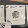 Image 3 : 3 CANADIAN KING GEORGE VI SILVER DIMES 1946, 1947, 1947 MAPLE LEAF .800 SILVER