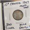 Image 4 : 3 CANADIAN KING GEORGE VI SILVER DIMES 1946, 1947, 1947 MAPLE LEAF .800 SILVER
