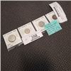 Image 1 : 1939 4 CANADIAN COINS WAR TIME WORLD WAR II 25 CENTS 10 CENTS .800 SILVER PLUS 5 CENTS AND ONE CENT