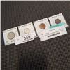 Image 1 : 1943 4 CANADIAN COINS WAR TIME WORLD WAR II 25 CENTS 10 CENTS .800 SILVER PLUS 5 CENTS AND ONE CENT