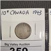 Image 3 : 1943 4 CANADIAN COINS WAR TIME WORLD WAR II 25 CENTS 10 CENTS .800 SILVER PLUS 5 CENTS AND ONE CENT