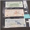 Image 2 : 3 CANADIAN MINT BILLS 1973 ONE DOLLAR 1986 TWO DOLLAR LAST ISSUE AND 1986 FIVE DOLLAR BIRD SERIES