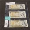 Image 1 : THREE MINT 1973 CANADIAN $1.00 BILLS IN SEQUENCE LAST YEAR OF THE $1.00 BILL