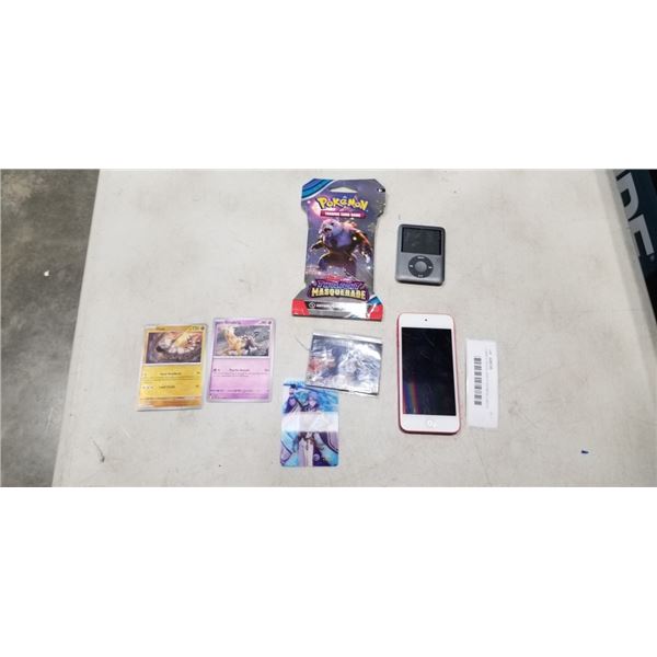 2 APPLE IPODS, AND POKEMON CARDS, UNTESTED