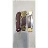 Image 1 : 3 WOOD AND BRASS HANDLED POCKET KNIVES