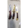 Image 2 : 3 WOOD AND BRASS HANDLED POCKET KNIVES
