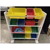 Image 1 : KIDS TOY SHELF WITH PLASTIC BINS