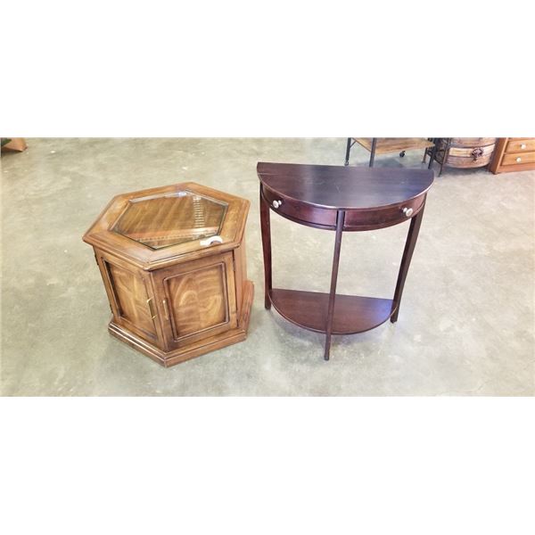 SMALL D TABLE AND VINTAGE END TABLE