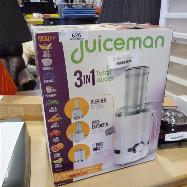 JUICEMAN 3 IN 1 TOTAL JUICER, BLENDER, EXTRACTOR