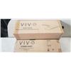 Image 2 : VIVO DUAL ULTRA WIDE VERTICAL MONITOR DESK MOUNT, TABLE TOP TV STAND AND UNDER DESK LARGE KEYBOARD T