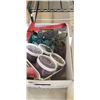 Image 2 : BOX OF CANNISTERS, GLASS VASE AND MORE