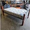 Image 8 : METAL AND WOOD SINGLE SIZE BED FRAME WITH MATTRESS AND MATCHING TABLE WITH MIRROR