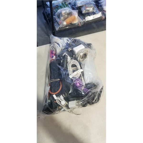 LARGE BAG OF ASSORTED CHARGE CABLES, POWER ADAPTORS ETC