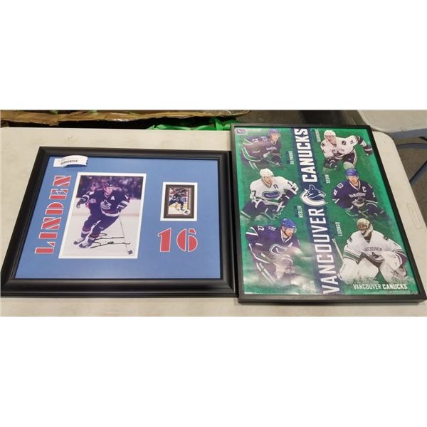 SIGNED TREVOR LINDEN PLAQUE AND CANUCKS PRINT