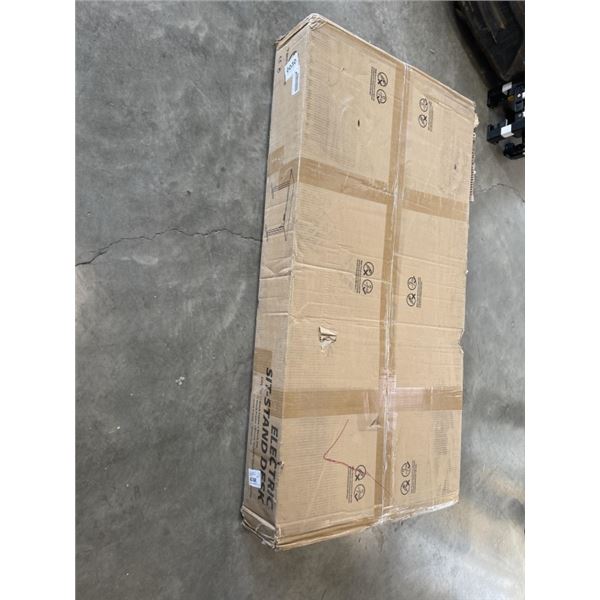 TECH ORBITS ELECTRIC SIT TO STAND DESK, BLACK FRAME WITH BROWN BUTCHER BLOCK TOP