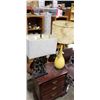 Image 1 : TWO TABLE LAMPS AND SHADES, ONE IS  FAUX BOIS TAPLE MCM WITH FINIAL