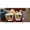 Image 1 : 2 VINTAGE FIGURAL LAMPS WITH PAIR OF COTTAGE TYPE VASES AND BEEHIVE PARTY LIGHT