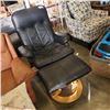 Image 1 : BLACK LEATHER RECLINER AND FOOTSTOOL