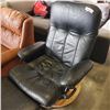 Image 2 : BLACK LEATHER RECLINER AND FOOTSTOOL