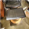 Image 3 : BLACK LEATHER RECLINER AND FOOTSTOOL