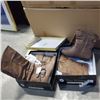 Image 1 : 2 NEW PAIRS OF LEATHER BOOTS SIZE 5.5 AND 5