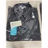 Image 2 : 5 NEW BIZ COLLECTION SIZE XL DRESS SHIRTS, BLACK WITH WHITE PINSTRIPE