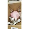Image 1 : BOX OF MILK GLASS AND PAIR OF TEA LIGHT STANDS