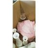 Image 2 : BOX OF MILK GLASS AND PAIR OF TEA LIGHT STANDS