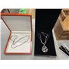 Image 3 : JEWELRY BOX WITH CONTENTS AND 4 NECKLACES