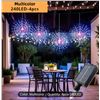 Image 1 : NEW 4PCS HANGING SOLAR POWERED OUTDOOR FIREWORK LIGHTS, 240 LED SPARKLING STARBURST SPHERE LIGHTS,
