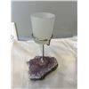 Image 2 : AMETHYST CLUSTER CANDLE HOLDER, NATURAL GREEN GARNET SPECIMEN AND GENUINE RUBY SPECIMEN