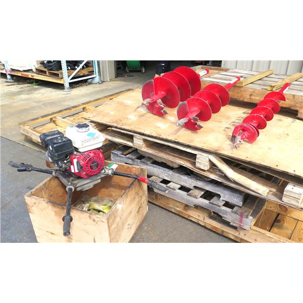 (10201697) 2019 Groundhog C715H Post Pole Auger w/ 3 Bits (Starts & Runs - See Video)
