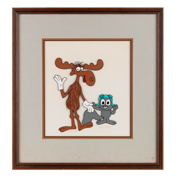 A Jay Ward Signed Rocky and Bullwinkle Scene Cel.