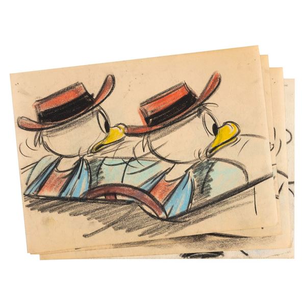 A Set of Donald and Nephews Storyboard Panels.
