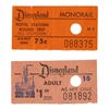 Image 1 : A Pair of Early "Adult" and "Hotel Monorail" Ticket Stubs.
