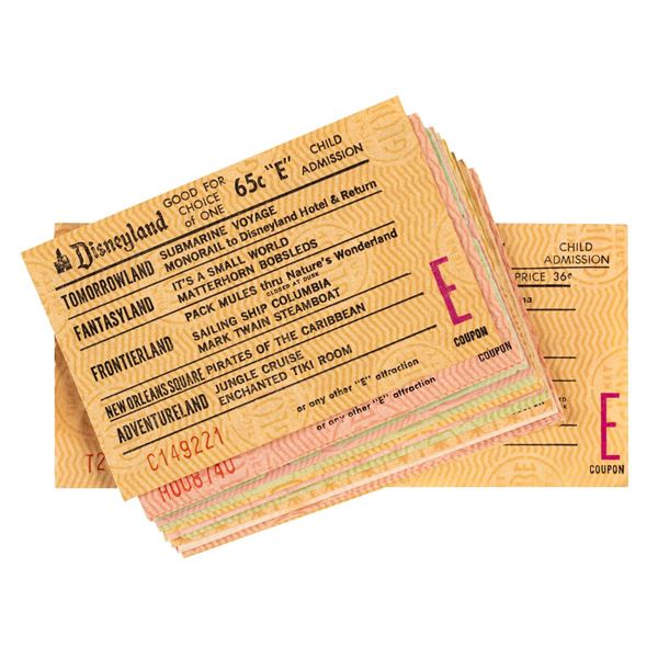 A Collection of Early Disneyland  E  Tickets.