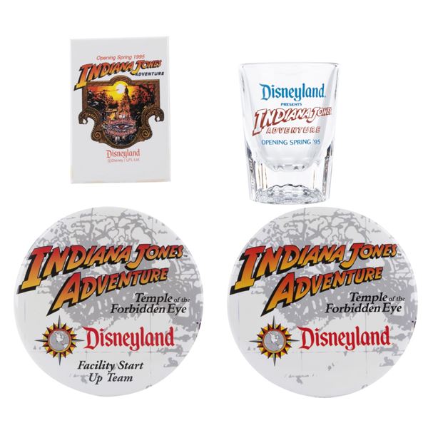 Indiana Jones Adventure Opening Buttons and Shot Glass.