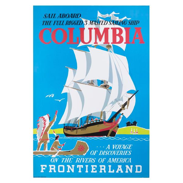 A Sailing Ship Columbia Disney Attraction Poster.